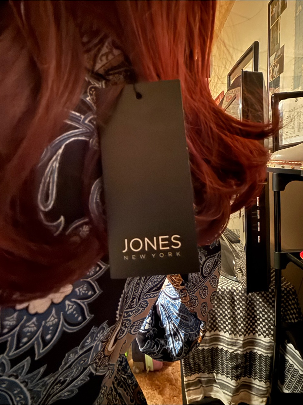 JONES NEW YORK Women’s Long Sleeve Printed Chiffon A-Line Dress. Blue Lagoon. ♥️ - Picture 6 of 6